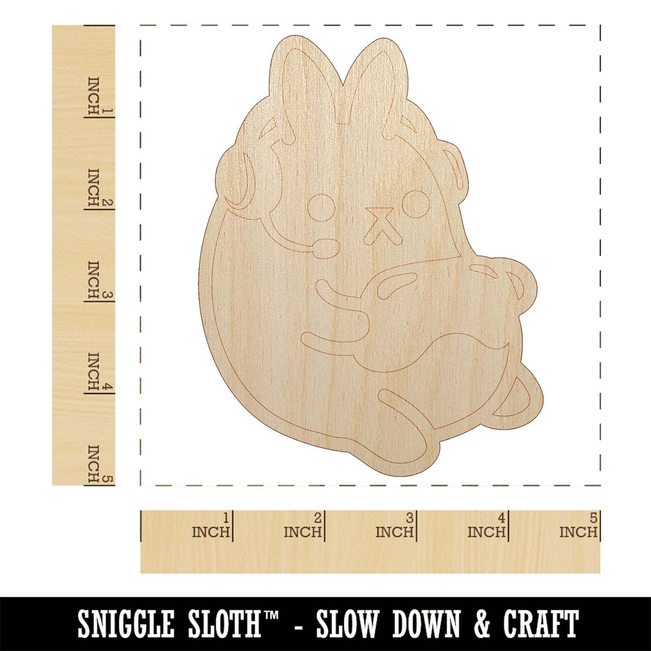 Geek Gamer Bunny Rabbit Playing Console Games Unfinished Wood Shape Piece Cutout for DIY Craft Projects